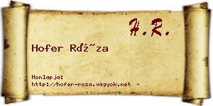 Hofer Róza névjegykártya